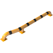 Truck pull in assist | hot-dip galvanized and yellow coatedwith black stripes | angled to the left side,total length: approx. 3000 mm